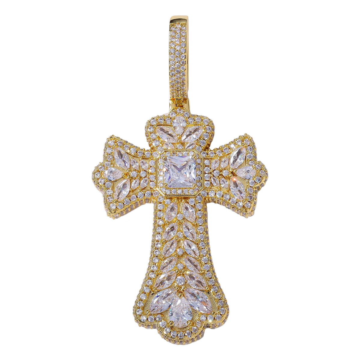 Multi Gem Cross Pendants - Gold