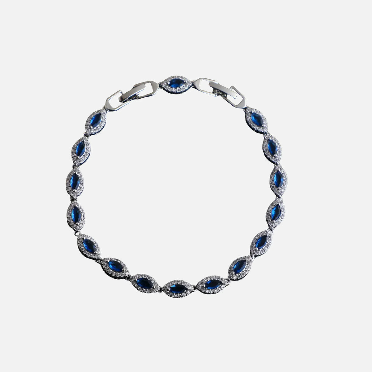 Blue Angel Eyes Bracelet - Silver
