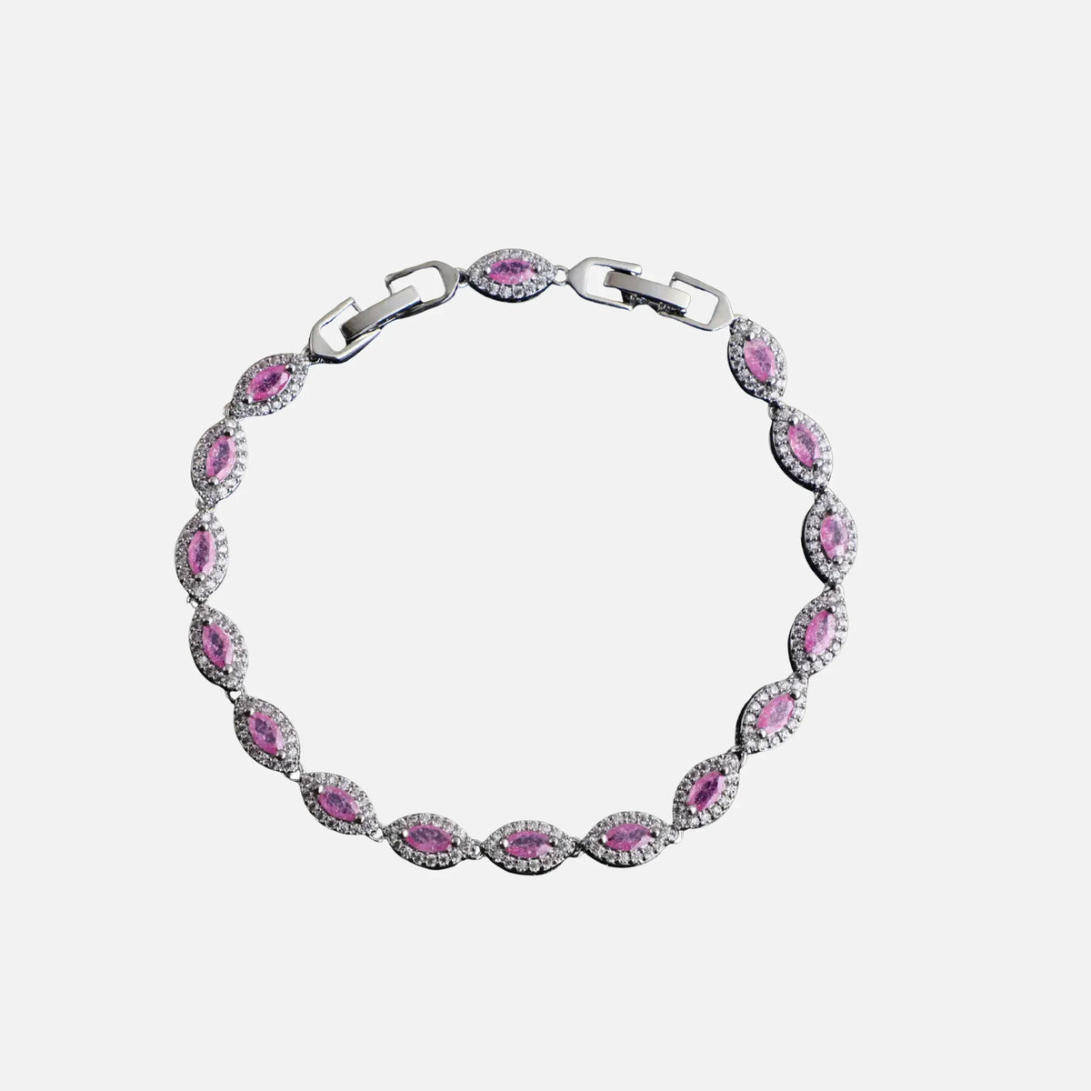 Pink Angel Eyes Bracelet - Silver
