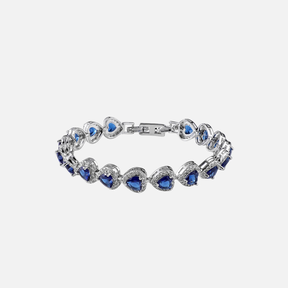 Blue Heart Crystal Bracelet - Silver