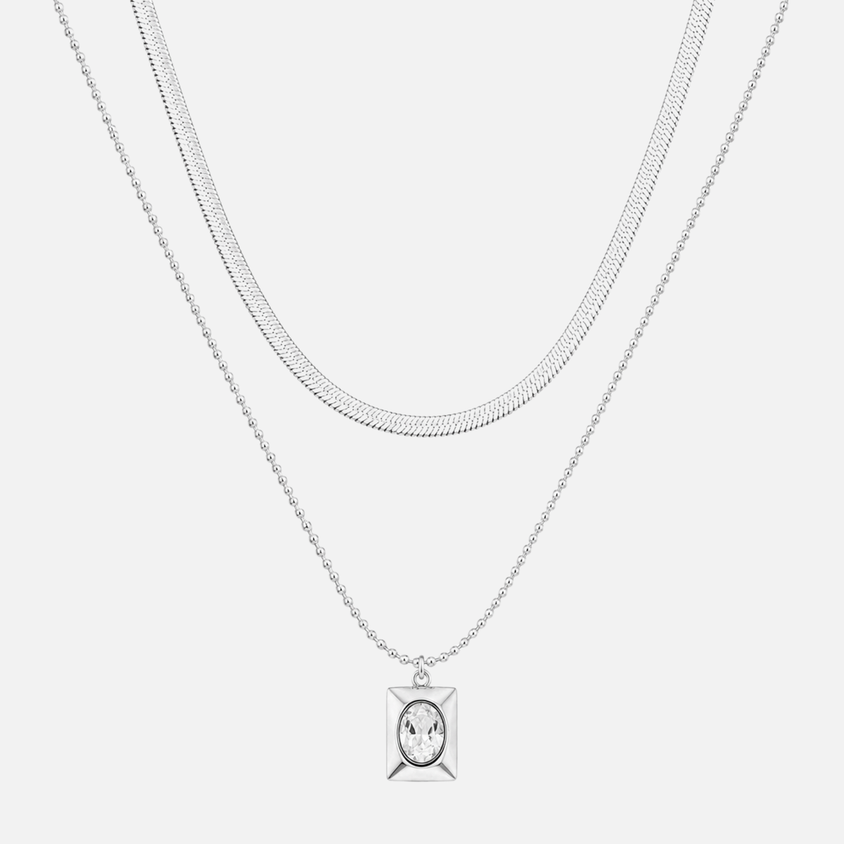 Clear Gemstone Chain - Silver
