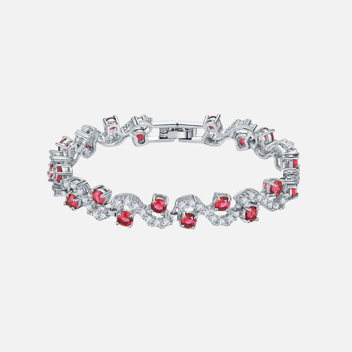 Red Arctic Wave Bracelet - Silver