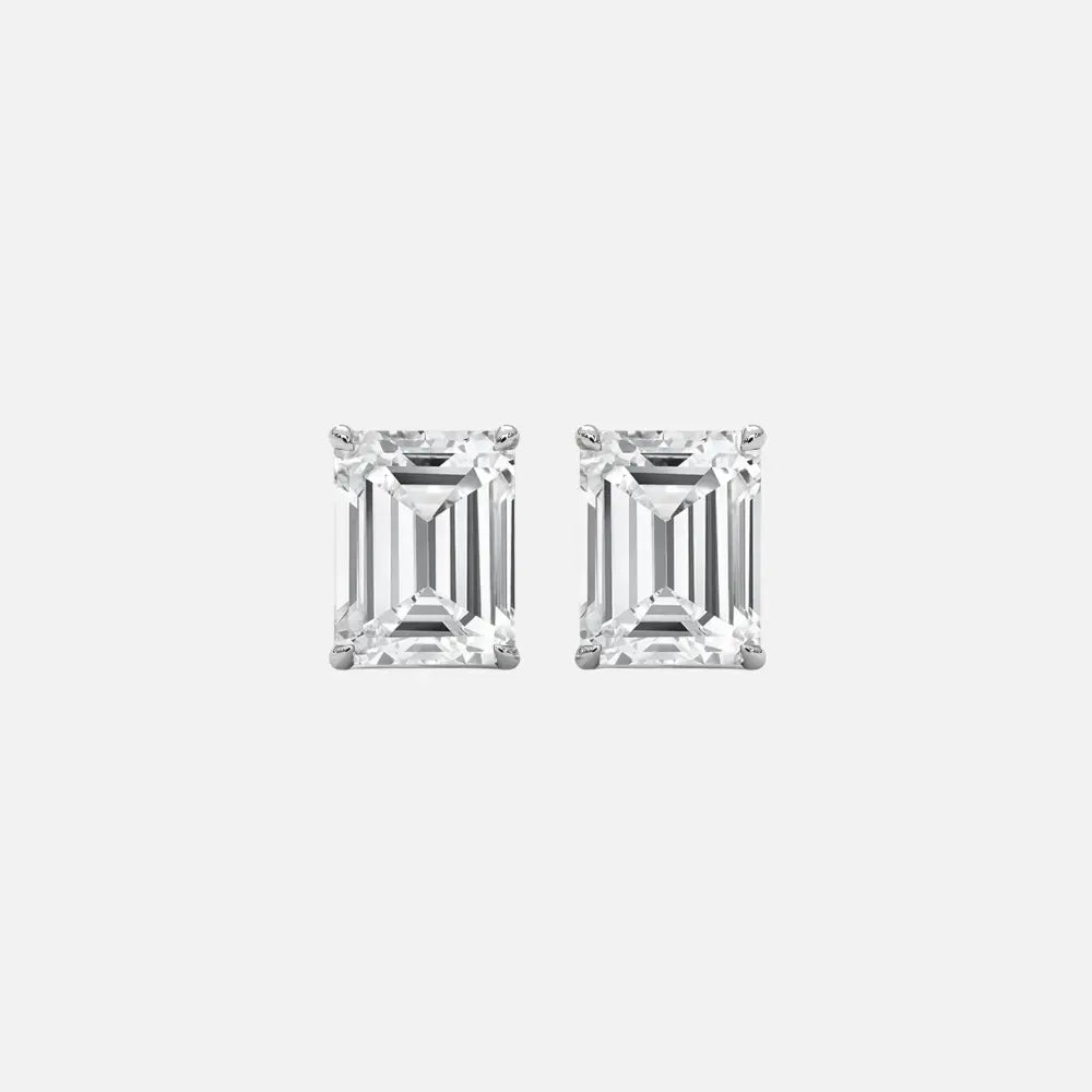 Moissanite Baguette Stud Earrings - S925